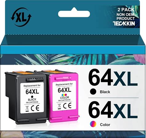 Amazon.com: TECKKIN 64XL Ink Cartridges Black/Color Combo Pack ...
