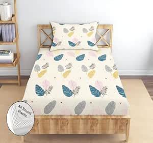 Buy IVAZA 144 Tc Cotton Elastic Fitted All Around Printed Full Length ...