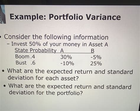 Image result for Portfolio Variance Example