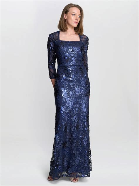 Gina Bacconi Kirsty Sequin Lace Maxi Dress, Navy