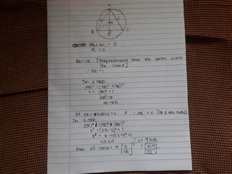 A circle passes through the 3 vertices of an isosceles triangle that ...