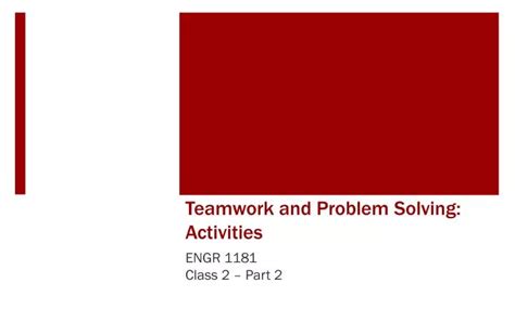 PPT - Teamwork and Problem Solving: Activities PowerPoint Presentation ...