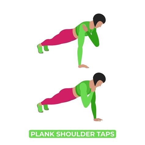 Vector Woman Doing Plank Shoulder Taps. Bodyweight Fitness Arm ...