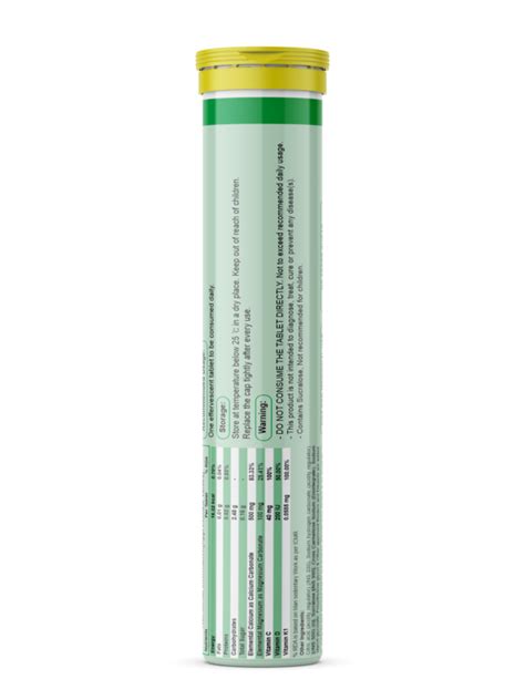 CALCIUM WITH MAGNESIUM, VIT. C, VIT. D3 & VIT K1 EFFERVESCENT TABLETS ...