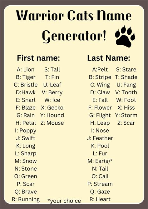 Best 12 Warrior cats name generator – Artofit