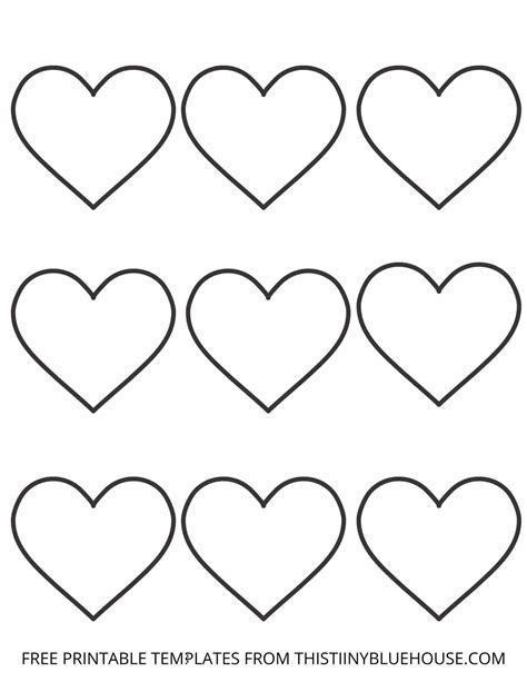 Free printable heart template 6 sizes of heart outlines small medium ...