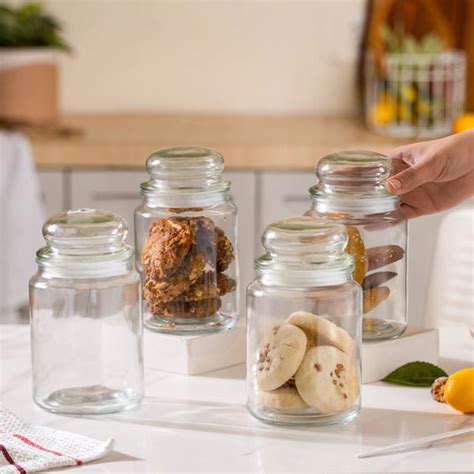Modern Glass Jar Large Set Of 4 800ml Online - Premium Airtight Jar ...