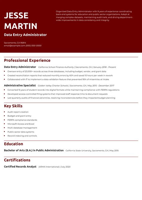 Image result for Data Entry Resume Examples