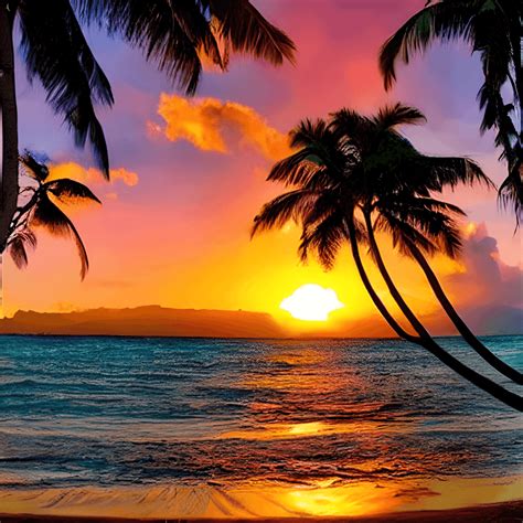 Beautiful Hawaiian Sunset Graphic · Creative Fabrica