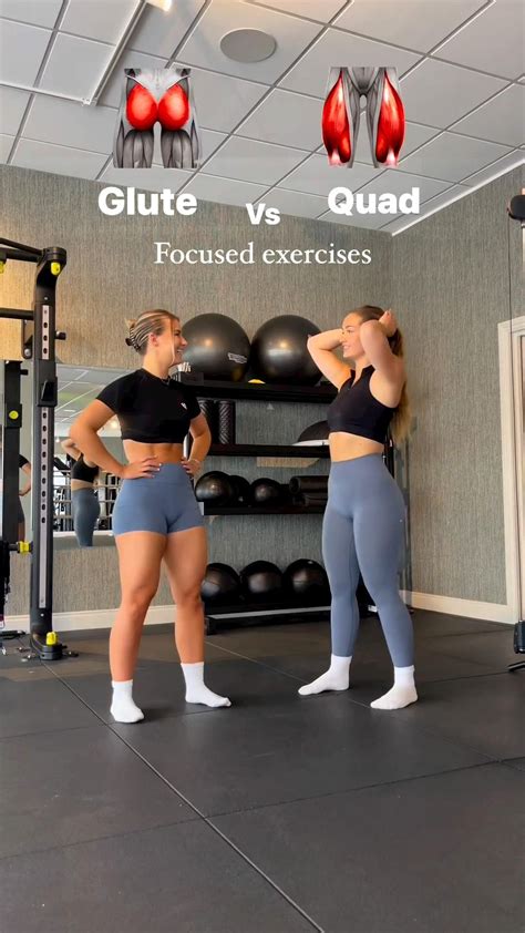 Glute vs quad focused exercises side by side comparisons to show the difference between quad ...