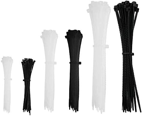 BV Tech Twist-To-Break Nylon Cable Ties - 200 Pack Assorted Sizes (6.0 ...