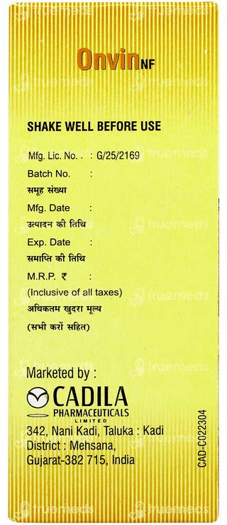 Onvin Nf Solution 30ml: Uses, Side Effects, Price & Substitutes