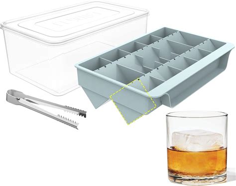 Amazon.com: WIBIMEN Large Ice Cube Tray, Whiskey Ice Mold with Bin ...