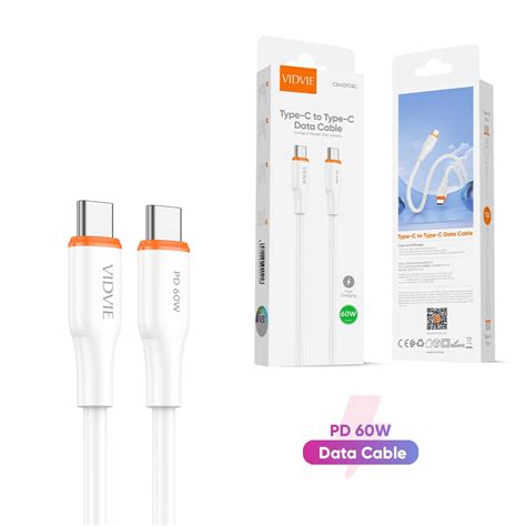 VIDVIE (CB4031C&C) 60W DATA CABLE TYPE-C TO TYPE-C - WHITE 