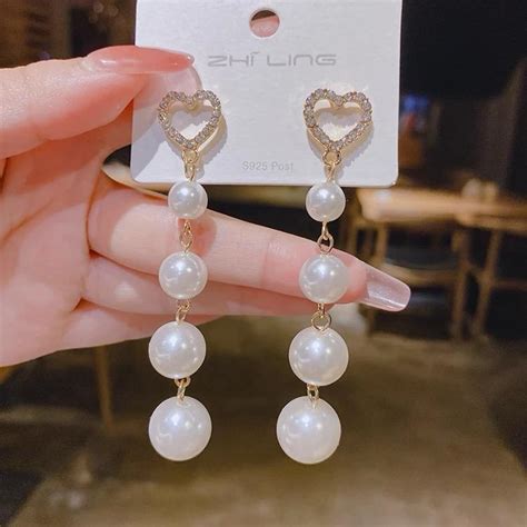 Heart Pearl Drop Earrings – Jewelsmars