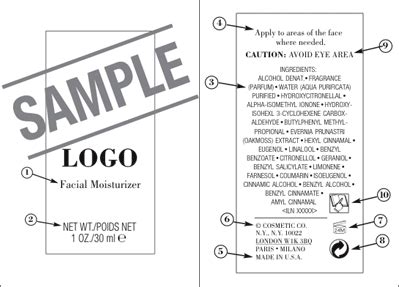 Image result for Cosmetic Label Examples