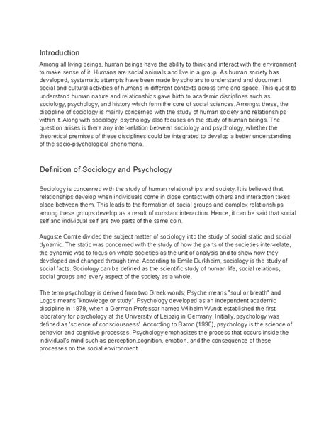 Sociology Vs Psychology
