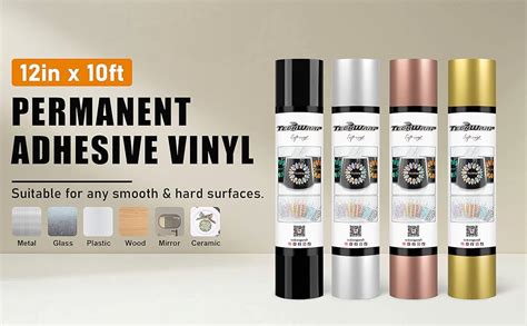 Amazon.com: TECKWRAP Permanent Vinyl, 12" x 10 FT Adhesive Vinyl Roll ...