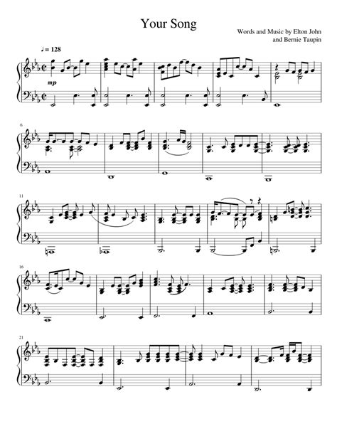 Elton John - Your Song Sheet music for Piano (Solo) | Musescore.com