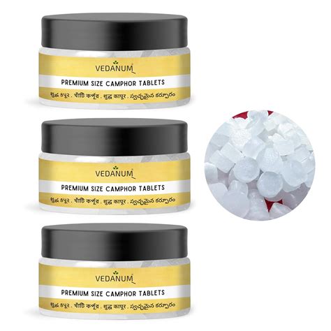 VEDANUM Extra Premium 100% Organic Camphor Tablets Jar for Puja - Pack ...