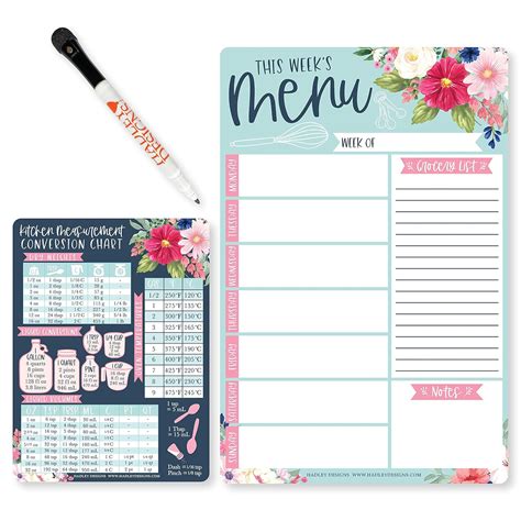 Hadley Designs Weekly Meal Planner Dry Erase Board for Refrigerator ...