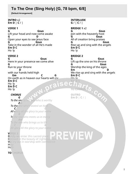 To The One (Sing Holy) Chords PDF (Likewise Worship) - PraiseCharts