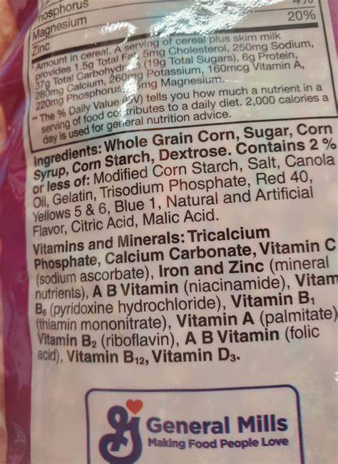 Lucky Charms Ingredients Label