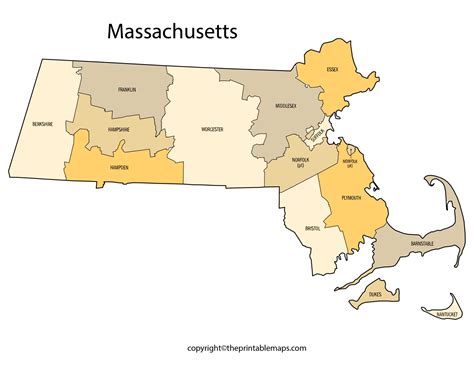 Massachusetts County Map | County Map of Massachusetts