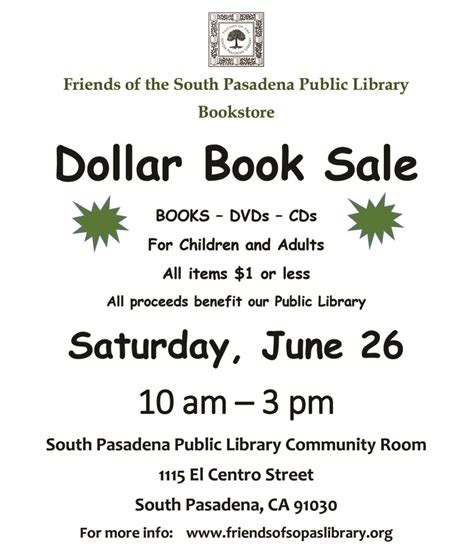 South Pasadena Library | Dollar Book Sale and Plant Swap | The South ...