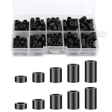 Prasacco 200 Pcs ABS Round Spacers Washers Assortment Kit, Insulation ...