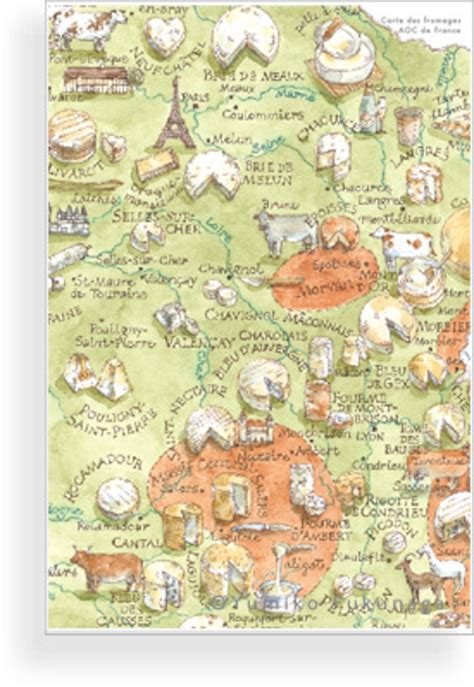Post Card(Carte des fromages AOC de France) | Junks & Treasures