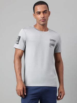 Buy Alcis Mens Printed Grey Anti Static Drytech Slim Fit Training Tee ...