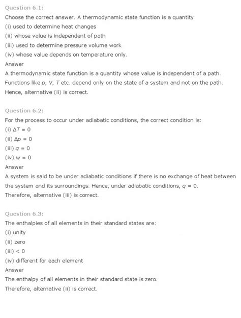 Thermodynamics, Class 11 Chemistry NCERT Solutions