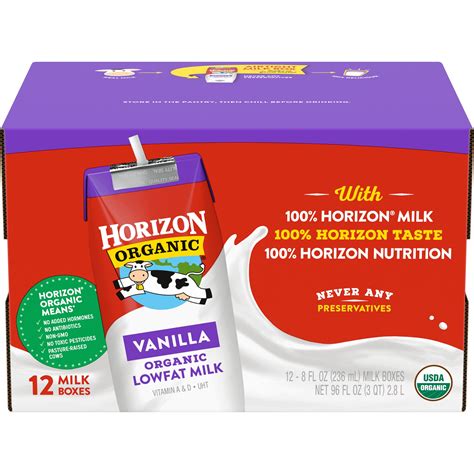 Horizon Organic 1% Lowfat UHT Vanilla Milk, 8 Oz., 12 Count - Walmart ...