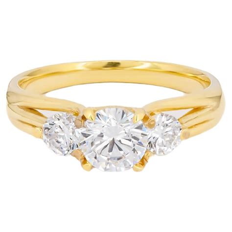 Customizable 3 round moissanite 14k gold engagement ring. For Sale at ...