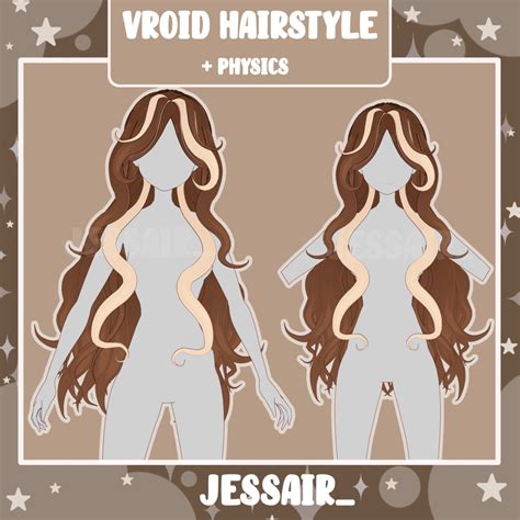 【VRoid Hairstyle Preset】Long Female Cute Hairstyle with Physics | Cute Vtuber Hairstyle | Wavy ...