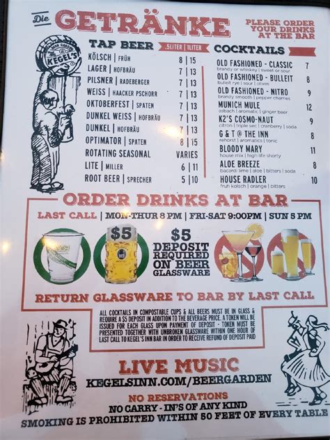 Menu at Kegel's Inn restaurant, West Allis