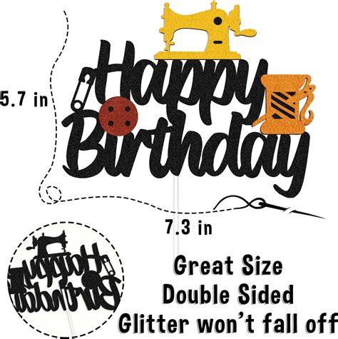 Buy Sewing Machine Cake Topper Happy Birthday Sign Cake Decorations for ...