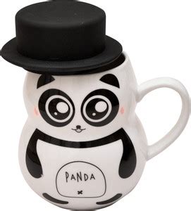 Pride Kraft Panda With Rubber Lid Cute 3D Embossed eye Panda Ceramic ...