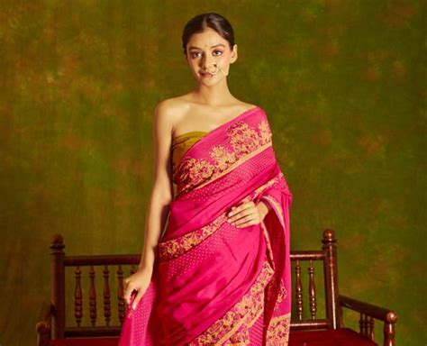 Pink Hand Block Printed Cotton Saree