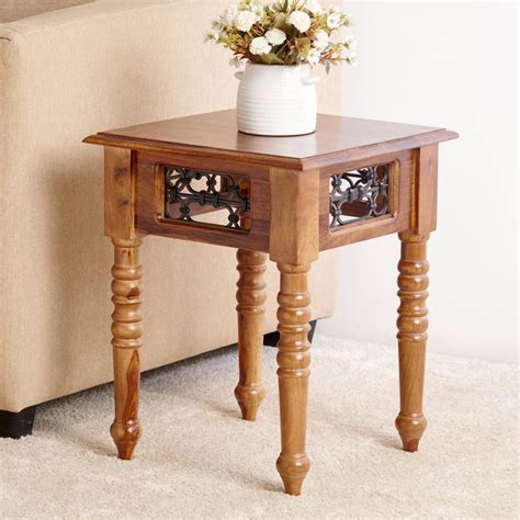 Buy Helios Kian Sheesham Wood End Table - Brown from Helios by Home ...