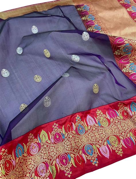 Get 20% Off on Blue Banarasi Handloom Pure Kora Silk Meenakari Saree