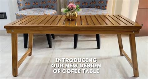 Wooden Twist Phelan Foldable Teak Wood Coffee Table (Teak Finish ...