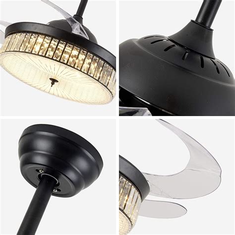 Buy TFCFL 42 Elegant Crystal Ceiling Fans with Light Modern LED ...