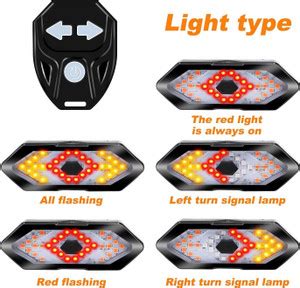 kk world Tail Light USB Rechargeable Wireless Remote Control Turn ...