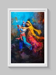 Radha Krishna Divine Dance – Framed Indian Spiritual Art for Home Déco ...