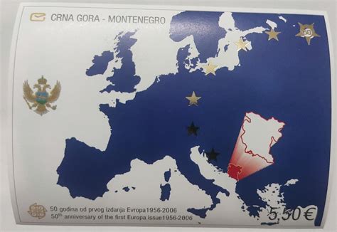2006 Europa 50th anniversary MS from Montenegro - IMPERF MS with gold ...