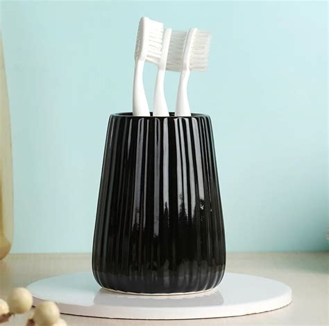 Classyo Ceramic Toothbrush Holders for Bathroom, Brush Stand for ...