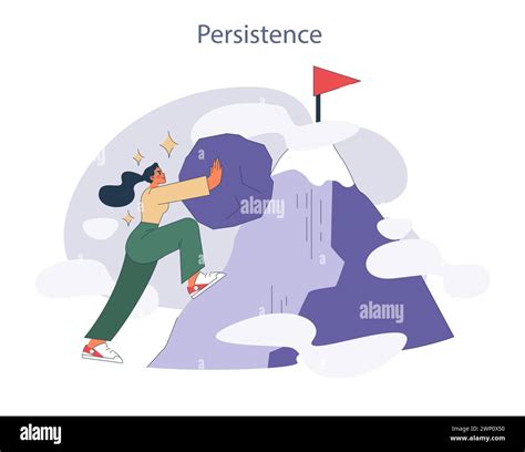 Persistence. Resolute woman pushing against obstacles to reach her goal ...