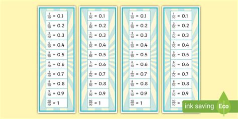 👉 Tenths as Decimals Bookmark